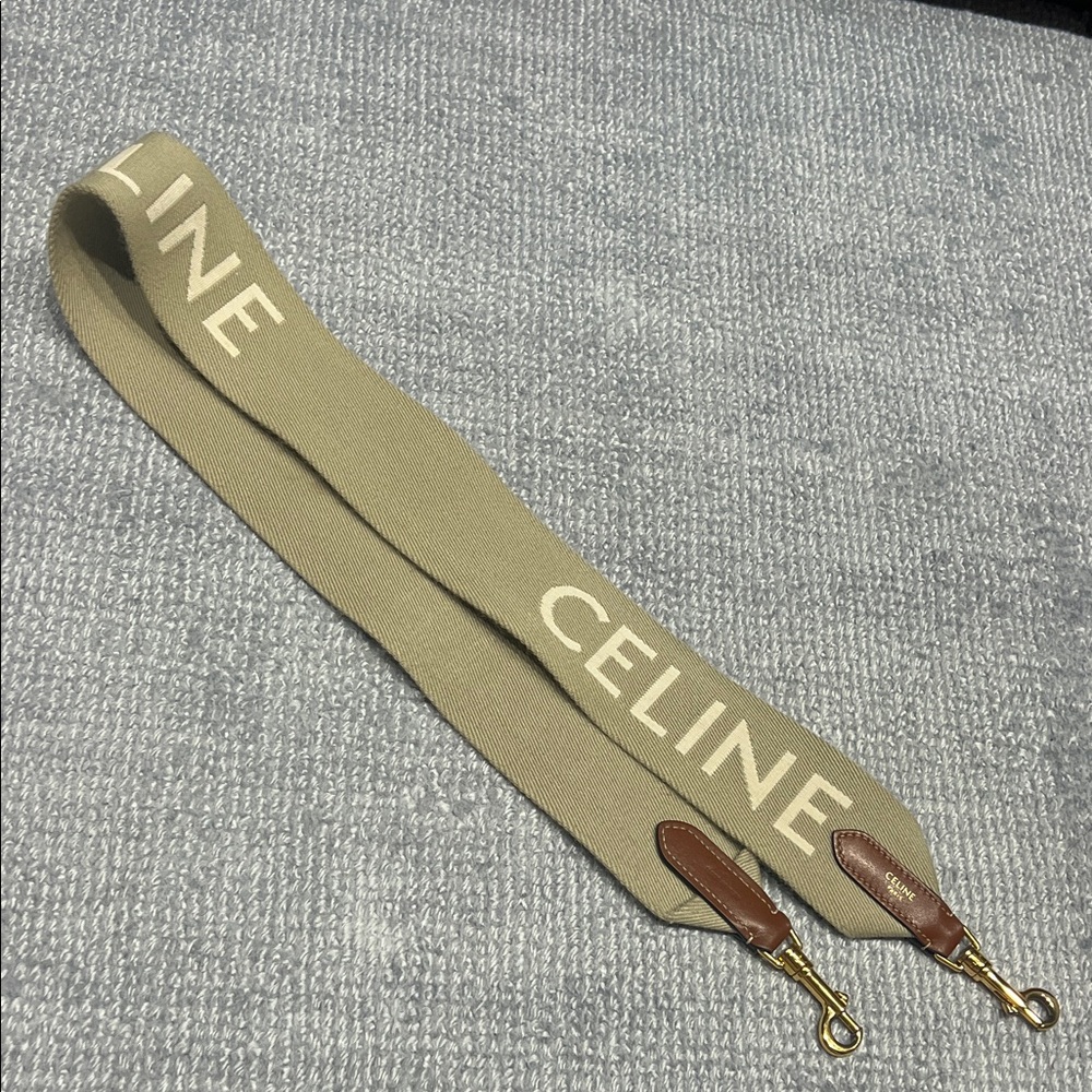 Celine Khaki Canvas Strap with Leather and Gold Accents